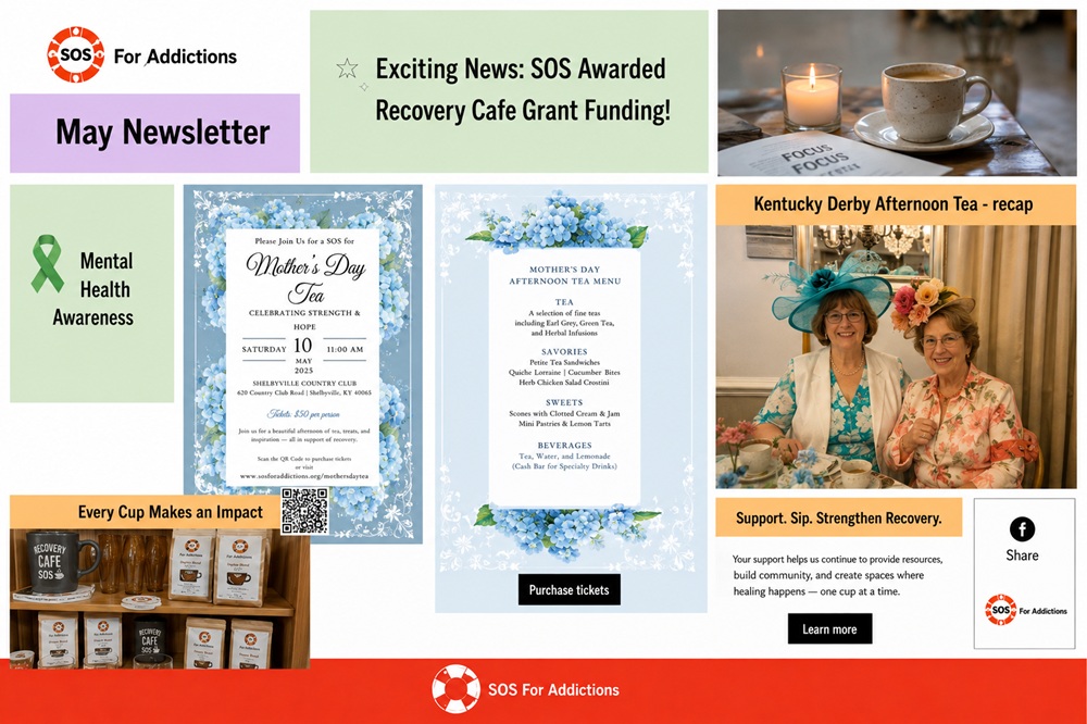 A collection of images from the May edition of the SOS newsletter